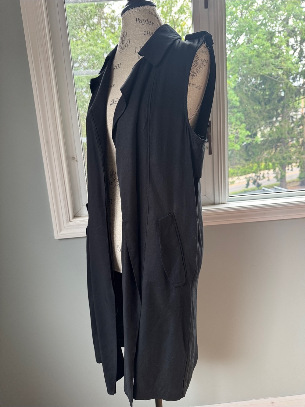 Philosophy black sleeveless trenchcoat notched collar NWT S/M - Picture 2 of 9